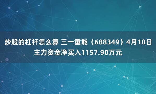 炒股的杠杆怎么算 三一重能（688349）4月10日主力资金净买入1157.90万元