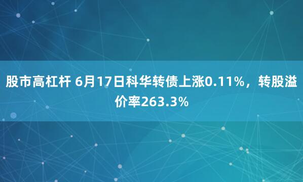 股市高杠杆 6月17日科华转债上涨0.11%，转股溢价率263.3%