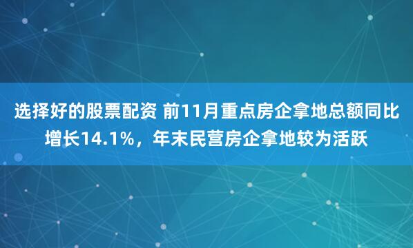 选择好的股票配资 前11月重点房企拿地总额同比增长14.1%,年末民营房企拿地较为活跃
